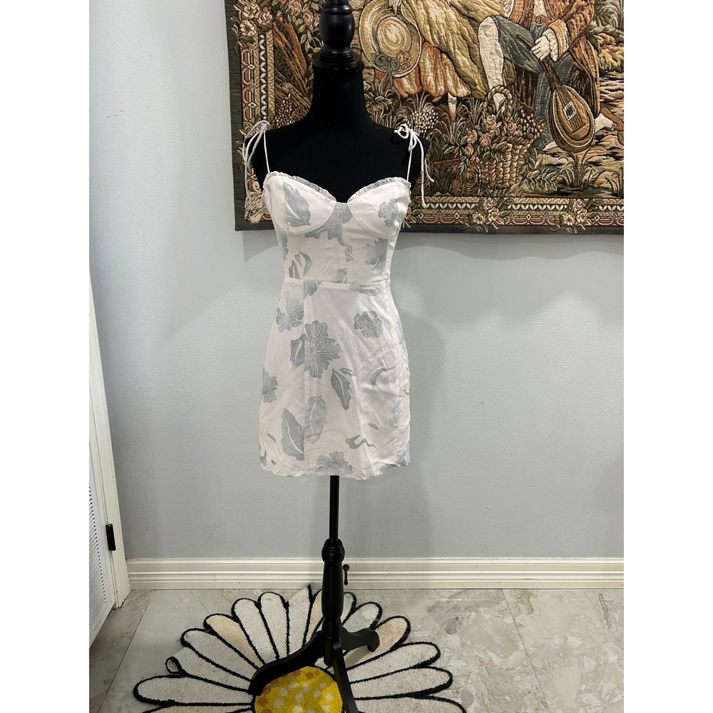 Floral Mini Dress Spaghetti Straps Bustier Smocked Back Sundress Party